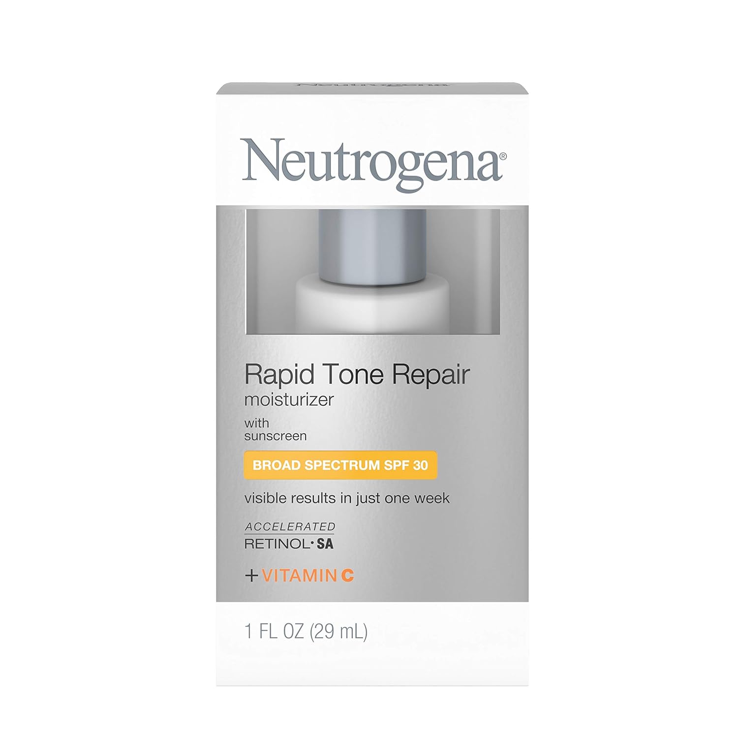 Neutrogena Rapid Tone Repair Face Moisturizer with Retinol SA, Vitamin C, Hyaluronic Acid and SPF 30 Sunscreen, Tone-Evening & Brightening Retinol Facial Moisturizer Cream, 1 fl. oz: Beauty