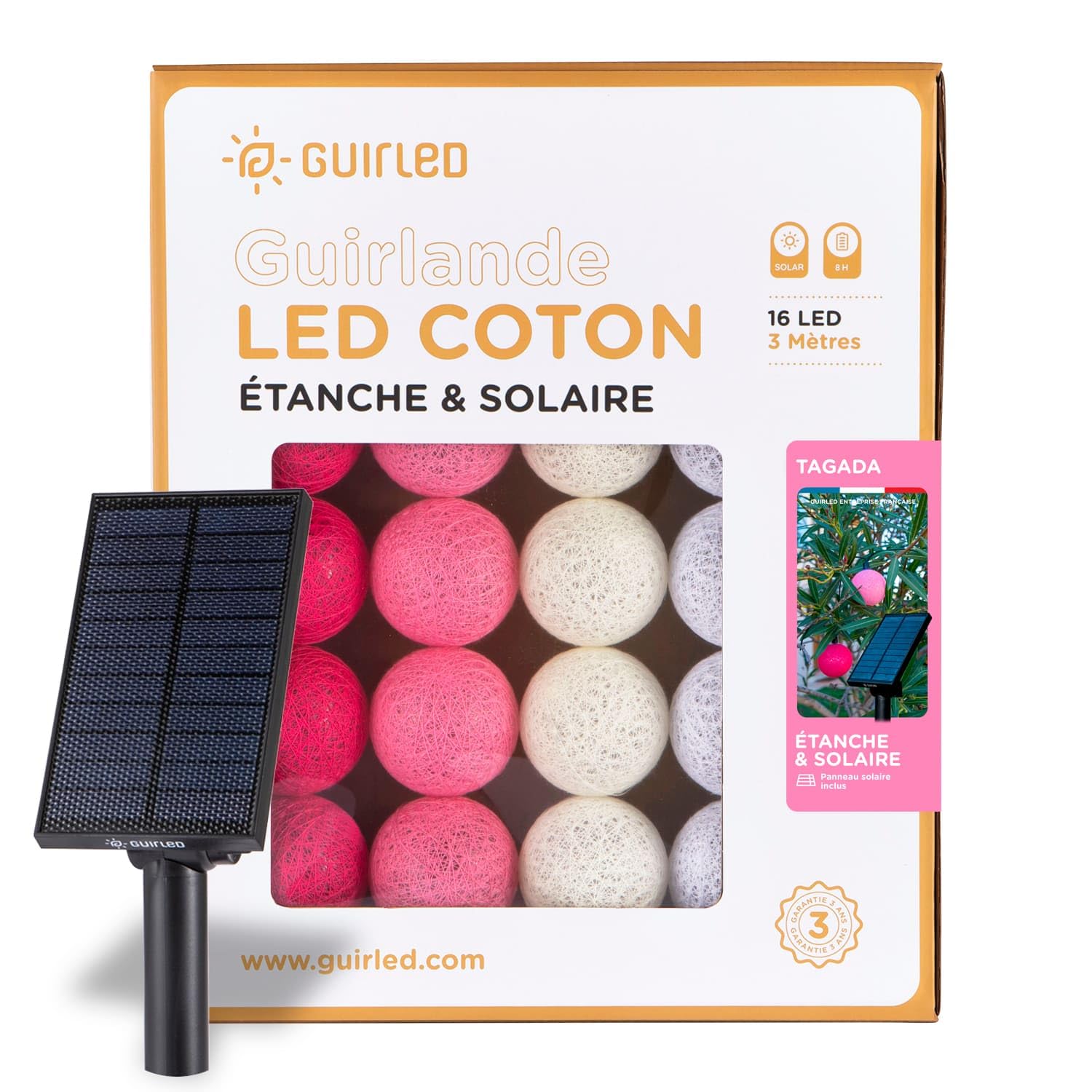 GuirLED LED Outdoor Ball String Lights - Waterproof IP65 - High Efficiency Solar Panel - Automatic On/Off - Tagada — image 1