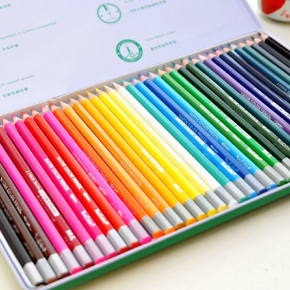 Bayam 36 Watercolor Pencil / Colored Pencils/ Coloring Pencil Set/ Hb /Metal Box/ Assorted Colors Best Art Coloring/ Painting/ Sketching for Kids/ Teens/ Adult S (36 colors)