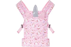 Lictin Baby Doll Carrier, Front and Back Doll Accessories Carrier for Little Girls, with Adjustable Straps for Stuffed Animal Reborn Baby Doll, Pink Unicorn