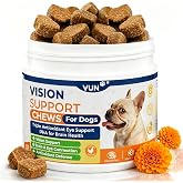 VUN Dog Eye Supplements-Dog Vision Supplement Soft Chew for Cloudy Eyes | Dry Eye and Night Vision of Senior Dogs,Antioxidant Eye Care with Lutein &amp; Zeaxanthin,100 Counts (Chicken Flavor)