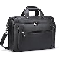 Amazon.com: Masa Kawa Black Leather Briefcase for Men 15.6 Inch