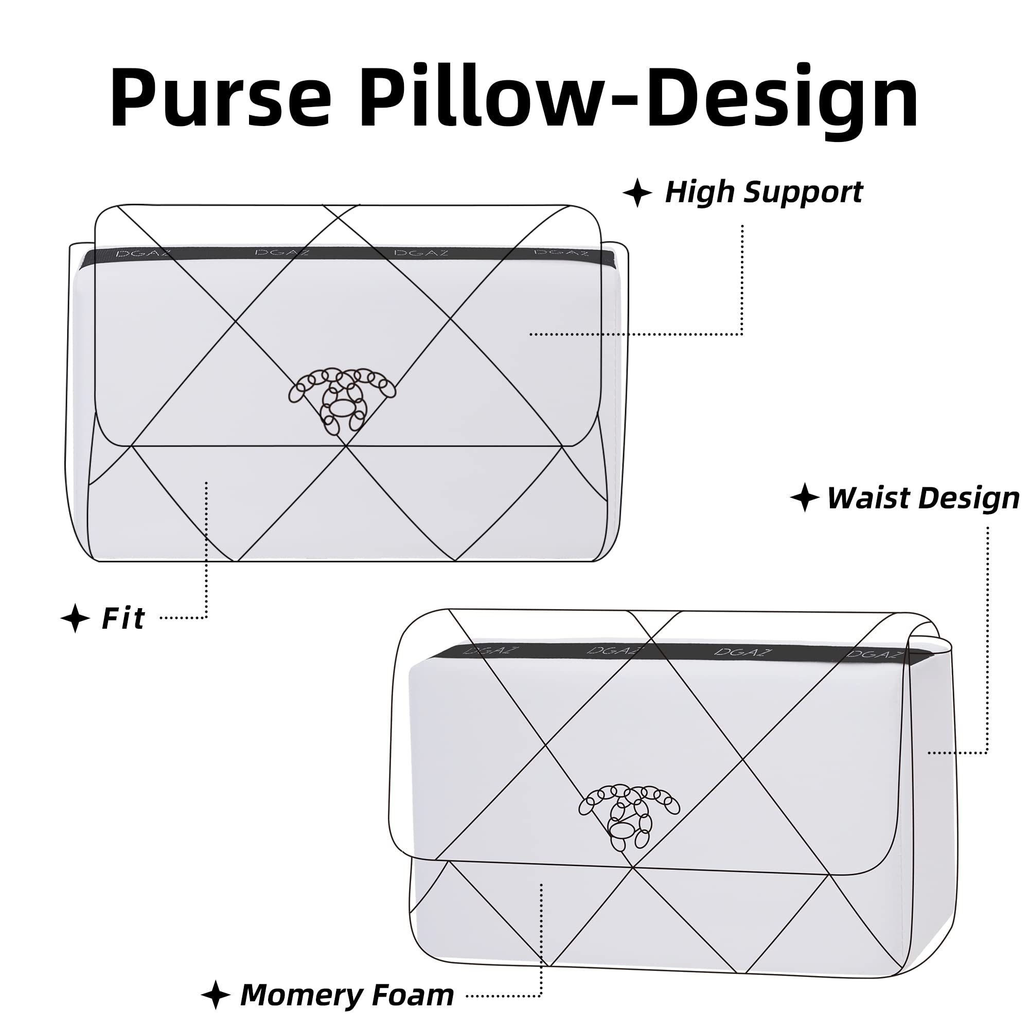 DGAZ Purse Pillow Shaper Insert for Chanel 19 Bags, Silky Pillow Shaper for Luxury Handbags（White，19-Flap26）
