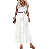 Annebouti 2026 Spring Summer Elastic Waisted Ruffle Long Skirt Flowy Tiered A-Line Maxi Skirts for Women