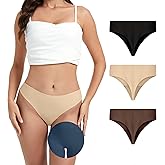 OVRUNS Camel Toe Underwear Thong for Women 3 Pack Cameltoe Proof Concealer Thongs No Show Panties Seamless Workout Underwear