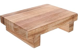 DIYEAH Wooden Step Stool for Adults and Seniors Non-Slip Wide Footrest Under Desk Small Portable Footstool