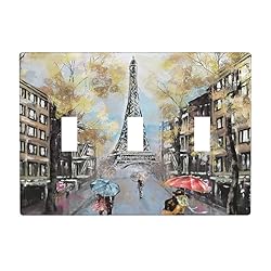 Pznen Triple Toggle Wall Plate, Paris Eiffel Tower