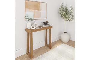 Plank+Beam Solid Wood Console Table, 36 Inch, Sofa Table, Narrow Entryway Table for Hallway, Behind The Couch, Living Room, Foyer, Easy Assembly, Pecan