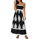 PRETTYGARDEN Summer Dress for Women 2026 Floral Sundress Spaghetti Strap Flowy Beach Vacation Boho Maxi Dresses