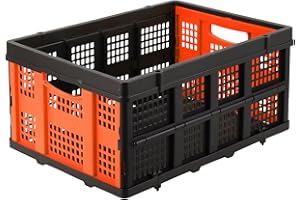 Garvee Large Collapsible Storage Baskets (15.7'' x 22'' x 10''), Extra-Thick Foldable Plastic Crates, 55L Stackable Organizin