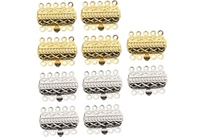 HANABASS 20PCS 5-Row Jewelry Clasp Release Buckles Silver Bracelet Connectors for DIY Jewelry Making