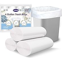 LainNeala Small Trash Bags 4 Gallon, 100 Count Small Garbage Bag Bathroom White Mini Trash Bag Trash Can Liners Unscented Sma