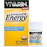 Vivarin Smooth Energy Extended Release Caffeine Tablets, 200mg, Focus, Alertness &amp; Mental Clarity, Non-Habit Forming Energy Supplement, Sugar &amp; Calorie Free, 40 Count