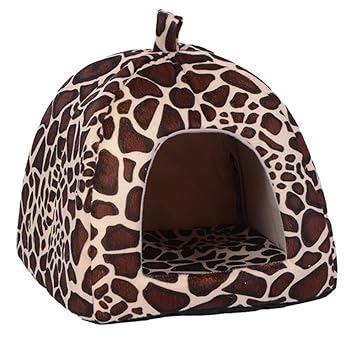 Zibuyu Strawberry Pet Bed House (Medium, Leopard)