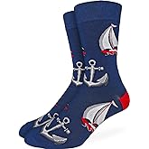 Good Luck Sock Men's Nautical Ships and Boats Socks, Adult