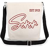 LiuenMgg Soror 1913 Print Canvas Crossbody Bag, Adjustable Strap Lightweight Purse with Top Zipper & Inner Pocket, Daily Shoulder Bag Gift for Women