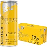 Red Bull Energy Drink, Tropical, Yellow Edition | contains caffeine, taurine, B-vitamins, sugar, and water, 8.4 fl oz, pack of 12 cans