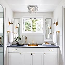 Sheenkarion Small Crystal Chandelier Flush Mount