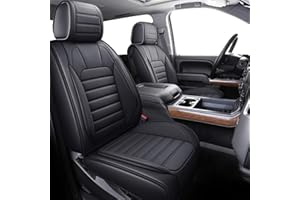 YIERTAI for Chevy Chevrolet Silverado GMC Sierra Car Seat Covers Fit 2007-2023 2024 2025 1500/2500/3500HD Truck Waterproof Leather Crew Double Extended Cab Covers(5 PCS Full Set/Black)
