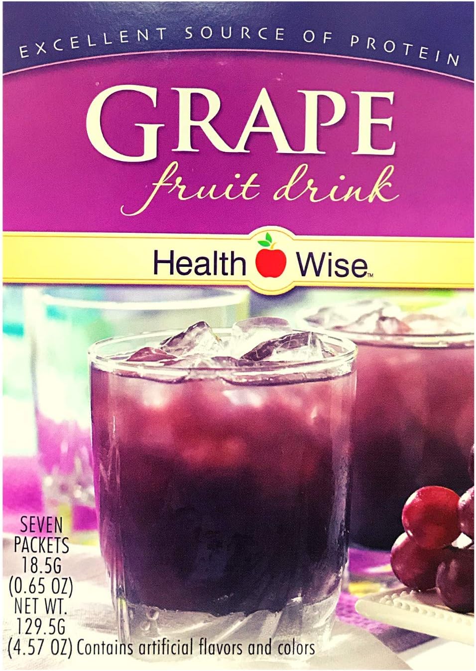 Healthwise - Grape Diet Fruit Drink | Healthy Protein Drink, Appetite Suppressant | High Protein, Fat Free, Low Carb, Low Calorie, Sugar Free (7/Box)