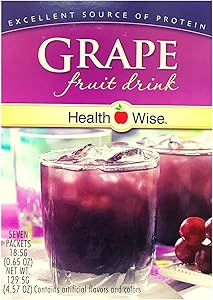 Healthwise - Grape Diet Fruit Drink | Healthy Protein Drink, Appetite Suppressant | High Protein, Fat Free, Low Carb, Low Calorie, Sugar Free (7/Box)