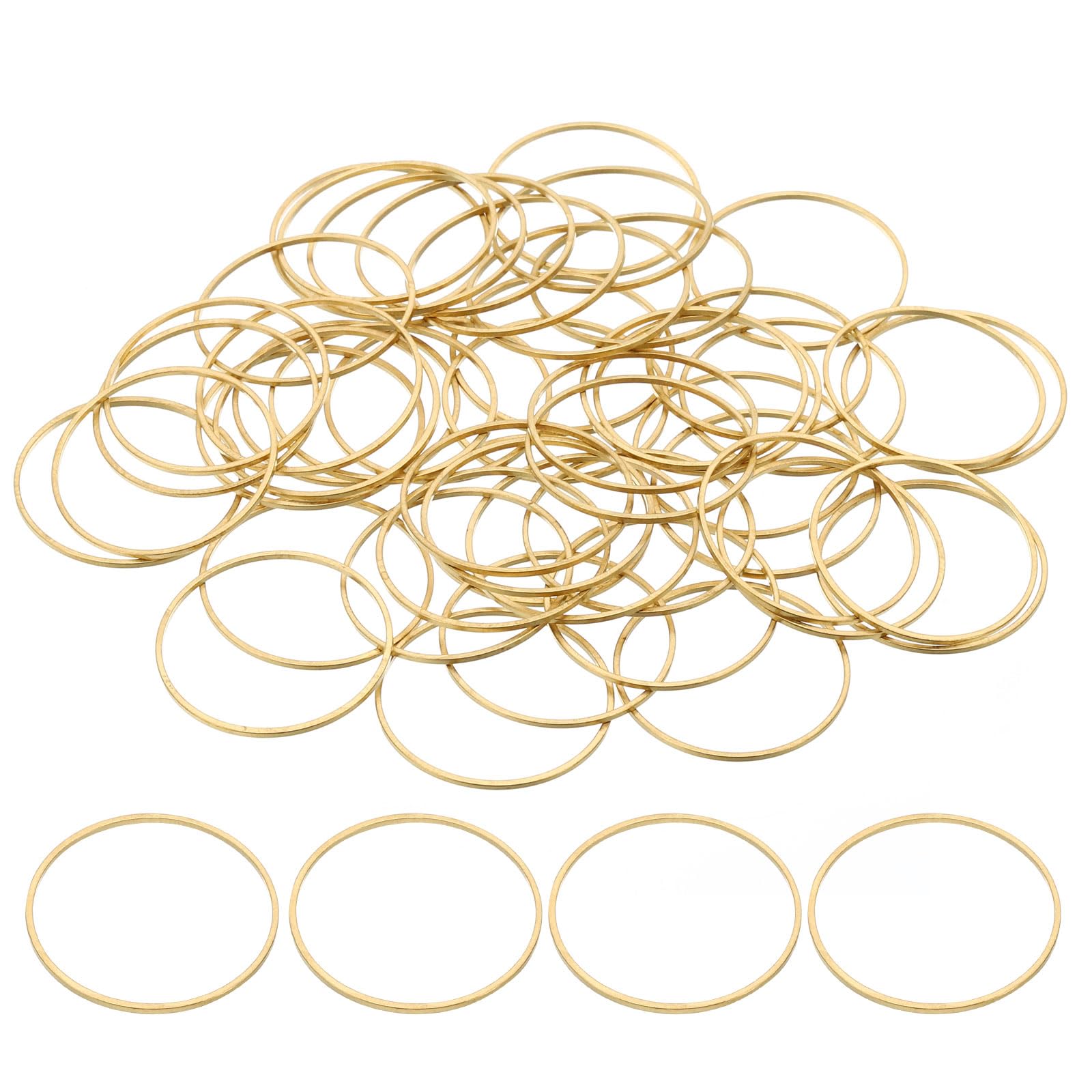 PATIKIL 25mm OD x 23.5mm ID Beading Hoop, 50Pcs Solid Copper Beading Finding Ring