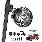 10L0L Golf Cart Fan for All Golf Carts with 56Hrs Runtime - 8000mAh Battery, 3-Speed Cooling, Built-in LED Light, Power Bank Function - Stable ABS Design