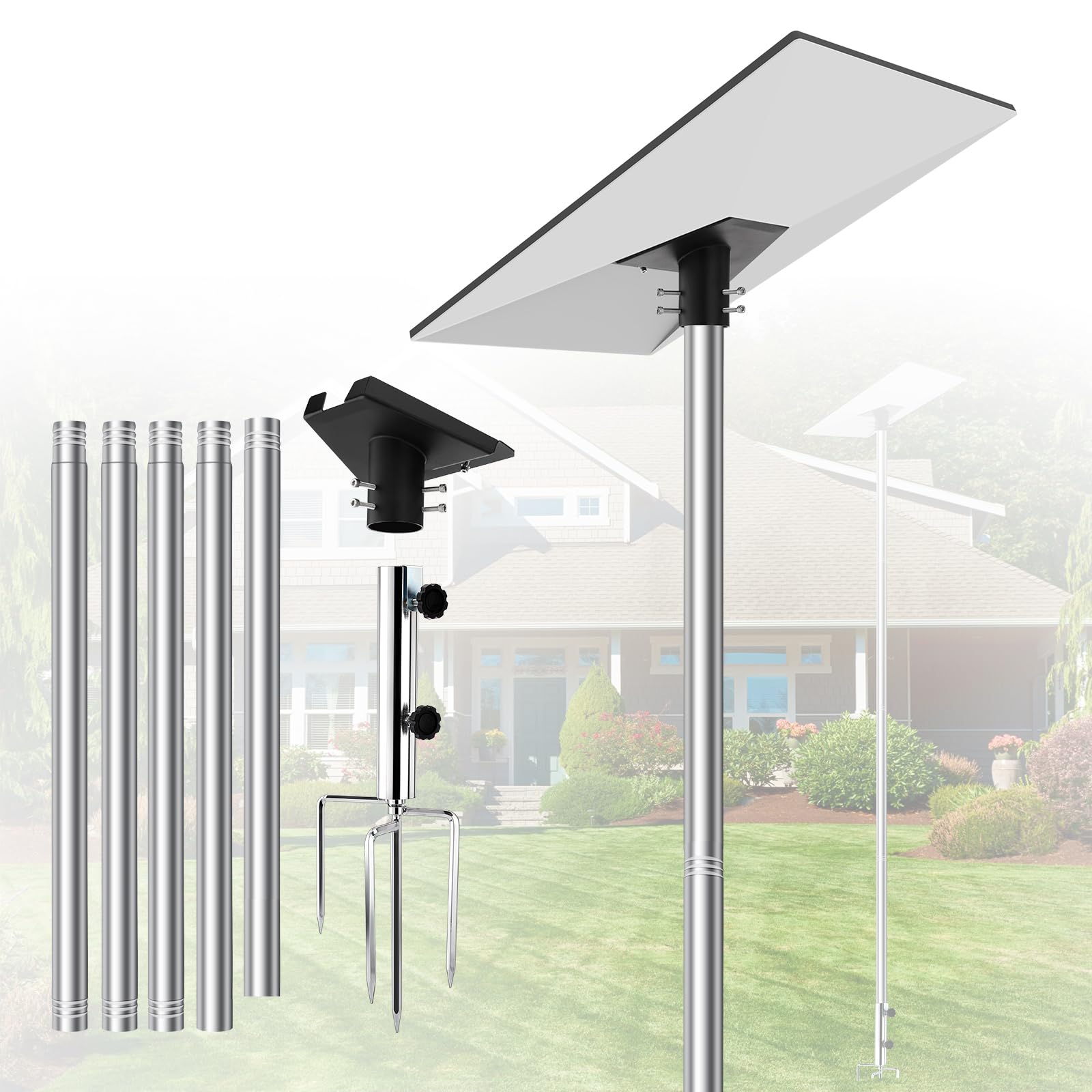 Photo 1 of Starlink Gen 3 Ground Pole Mount Kit, 10ft Adjustable Stainless Steel Mounting Bracket for Outdoor Use, Heavy Duty Universal Fit with Adapter