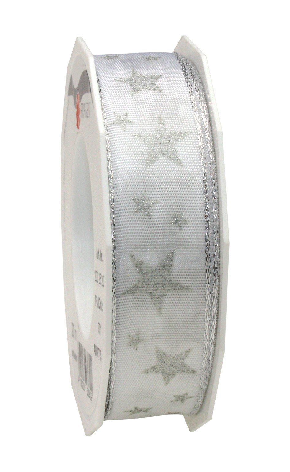 PRÄSENT - Arktis Wired & Printed Ribbon White 25 mm width, 20 m length — image 1