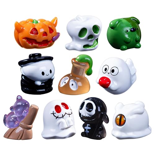 zhongko 10pcs Mini Halloween Figures, 3D Gothic Halloween Miniatures, Halloween Decorations Tabletop Decorations for Living Room and Bedroomfor Halloween Goody Bag Filler Party Favors