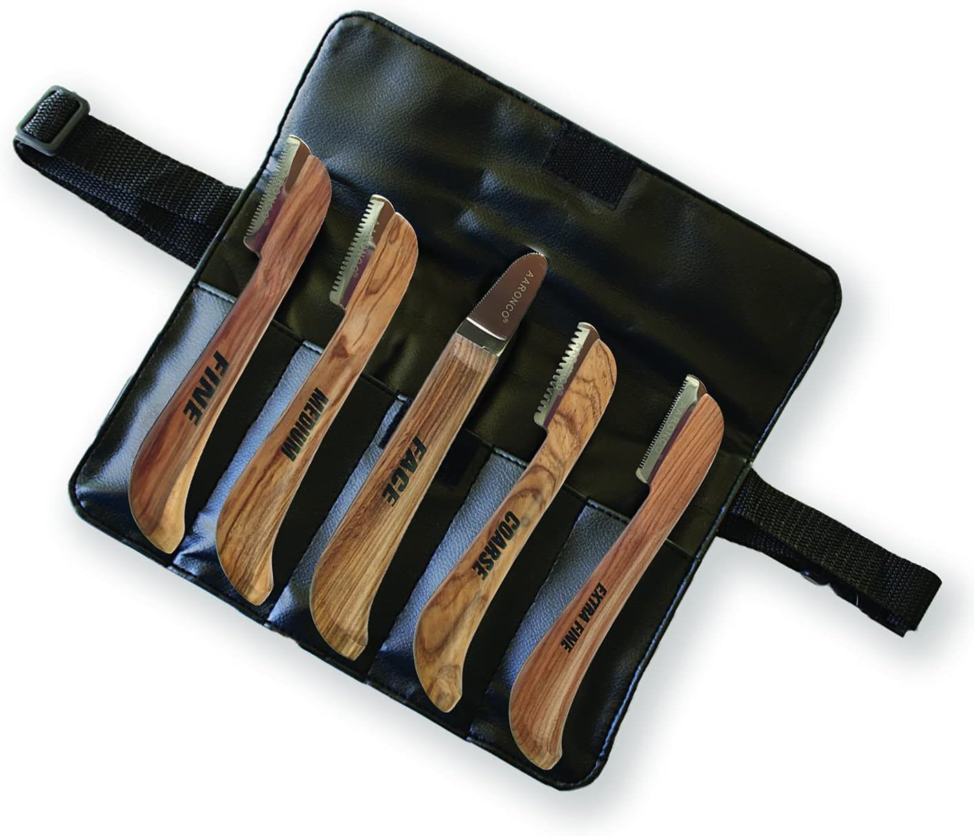 Genuine Pro Stripping Knives Right Hand 5 Pc Knife SET W/case DOG Grooming Carding
