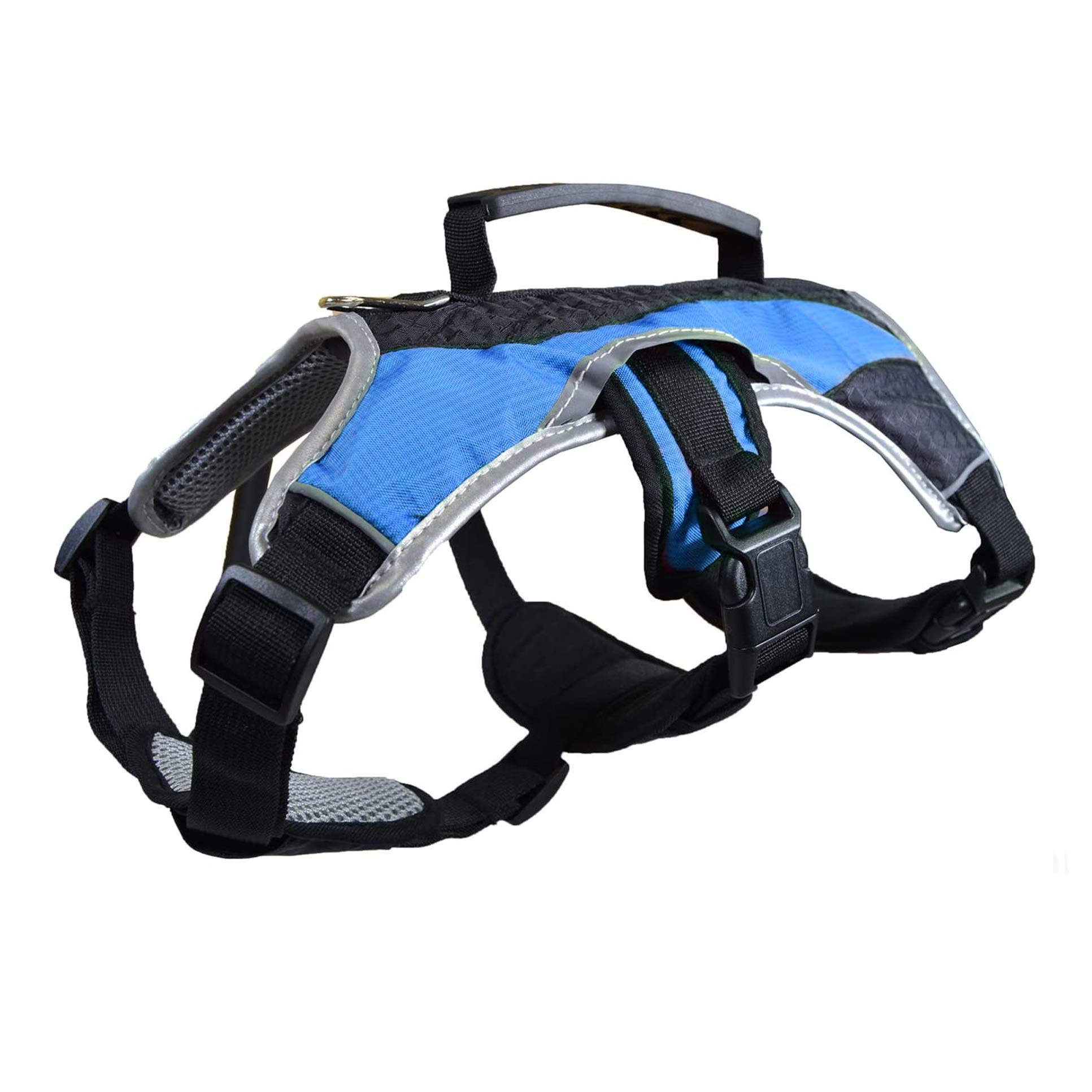 Peak Pooch - No-Pull Dog Harness - Padded, Mesh Fabric Dog Vest with Reflective Trim, Lifting Handles and Buckle Straps - Light Blue - XS