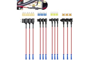 Zeathery 12 PCS Fuse Adapter, 12 V Additional Circuit Blade Standard Mini Tap, Dual Slot Fuse Holder Overload Protection ATC 