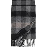 FLEESOFT 100% Wool Plaid Scarf for Men and Women, Winter Warm Long Scarves for Cold Weather