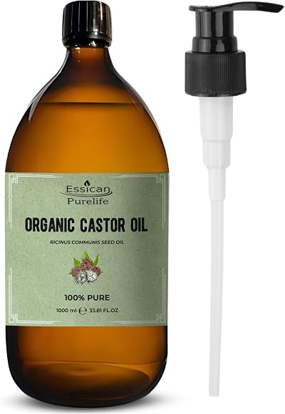 Essican Purelife Castor Oil Organic Hexane Free 1000ml Glass Pump