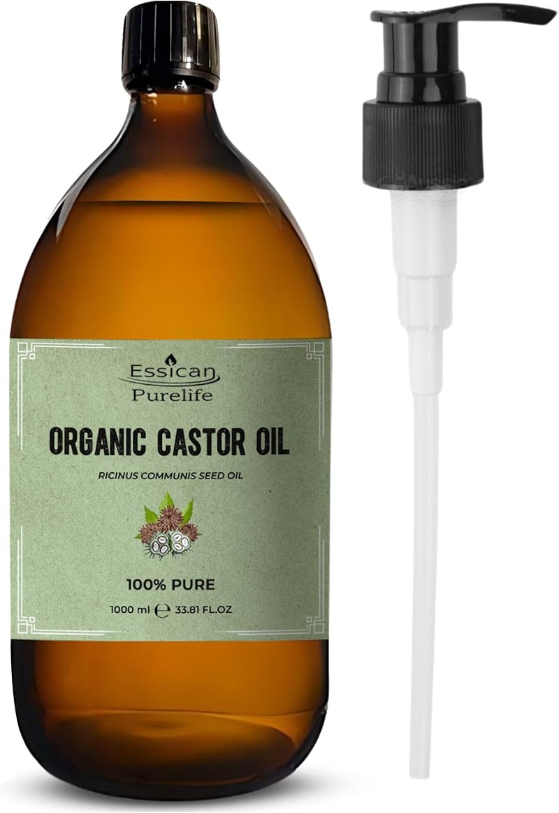 Essican Purelife Castor Oil Organic Hexane Free 1000ml Glass Pump
