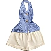 SOLY HUX Women's Summer 2 Piece Set Striped Halter Tops and Shorts Going Out Outfits