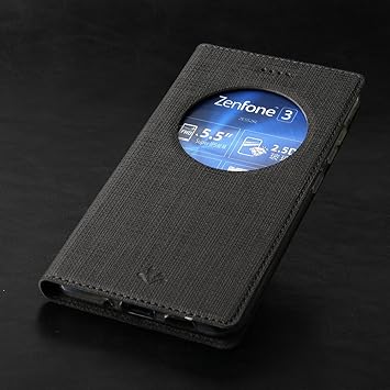 Amazon Asus Zenfone3 Ze5kl ケース 5 2inch Feitenn 布調 Pu Tpu ケース 全面保護 手帳型 スタンド機能 窓 ゼンフォン3 Ze5kl 専用 スマートカバー ブラック ケース カバー 通販