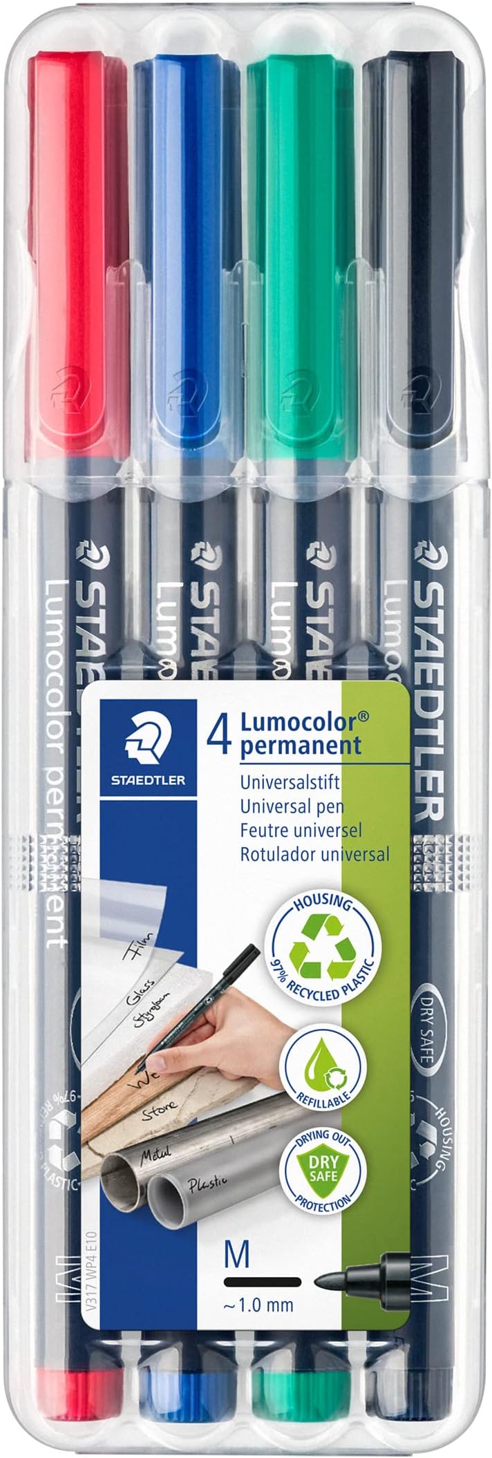 Staedtler 317 WP4 Lumocolor Permanent Pen 1.0 mm Assorted Pack 4
