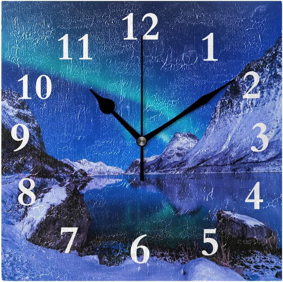 FunnyCustom Square Wall Clock Ice World 7.8 Inch Creative Decorative for Living Room/Kitchen/Bedroom