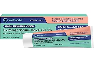 WELMATE - Diclofenac Sodium Topical Gel 1% (5.29 oz) - Arthritis Pain Reliever & Mobility Aid - Pain Relief Cream/Gel