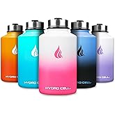HYDRO CELL Stainless Steel Insulated Water Bottle with Straw - For Cold & Hot Drinks - Metal Vacuum Flask with Screw Cap and Modern Leakproof Sport Thermos for Adults (White/Pink 64oz)
