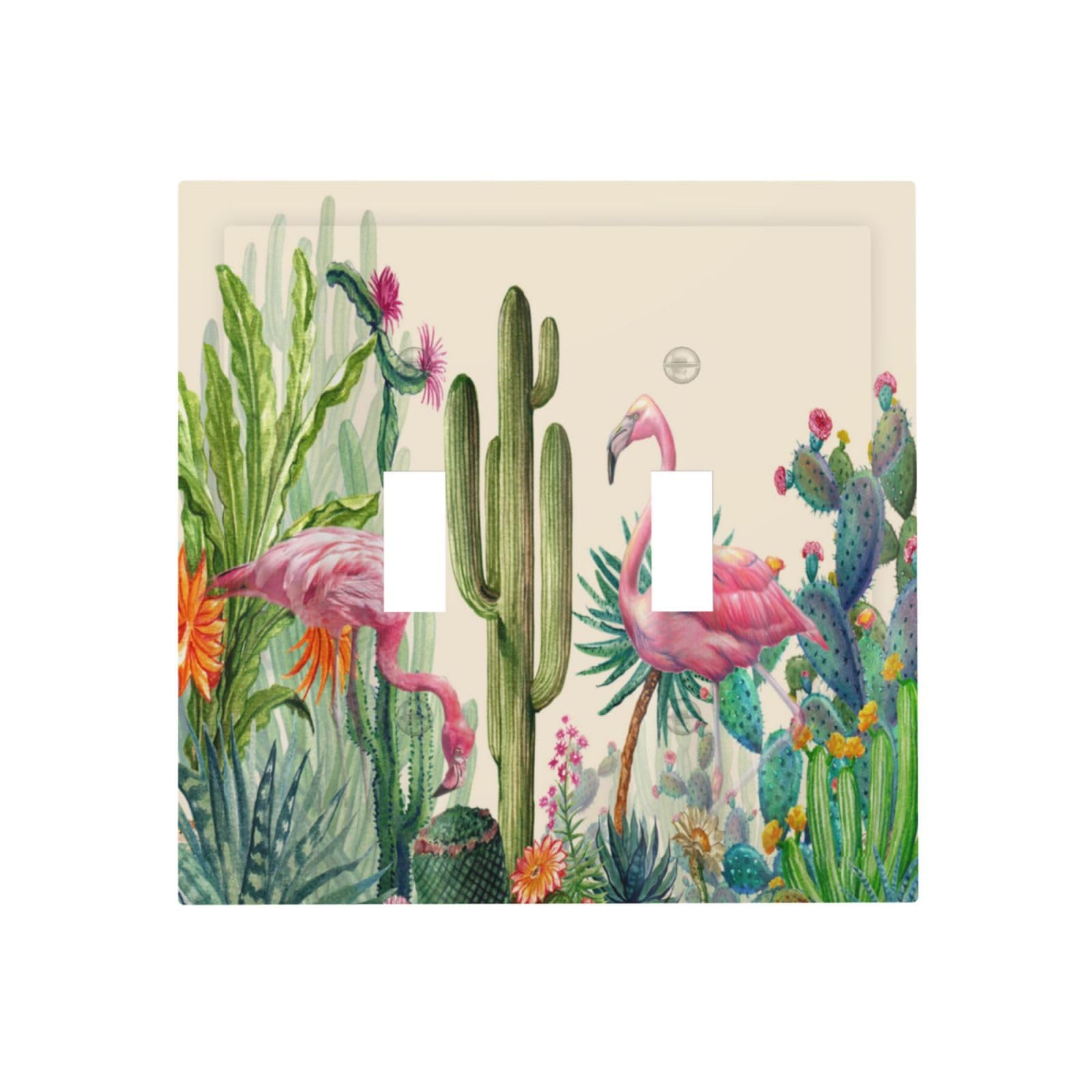 Cactus Plant Pink Flamingo 2 Gang Double Toggle