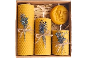Petekoğlu Beeswax Candle Gift Set - 4pcs Natural, Floral Scented, Handmade, Non-Toxic, Decorative Candle Set