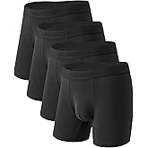 DAVID ARCHY Men's Bamboo Rayon Underwear, 1.5" Wide Waistband No Ride Up Boxer Briefs with Extended Pouch 4 Pack