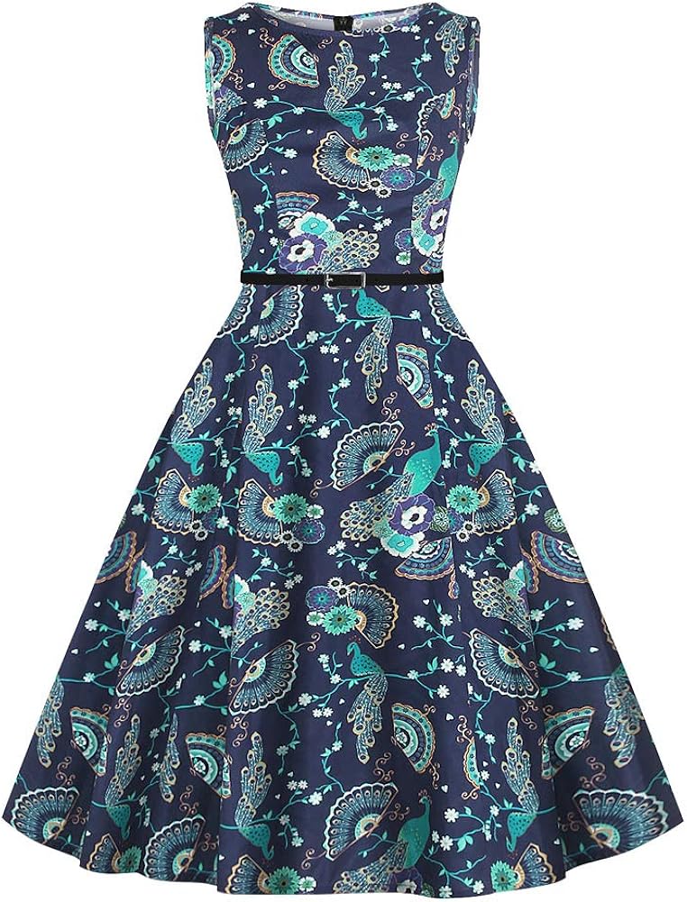 peacock print dress