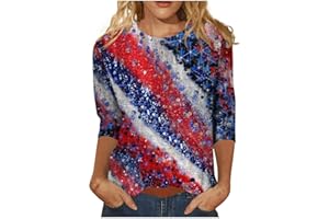 WJDNHKYD 3/4 Length Sleeve Womens Tops 2024 Floral Print Vintage Casual Loose with Round Neck Plus Size Shirts