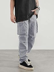 PLEPAN Men's Casual Cargo Pants Drawstring Hiking