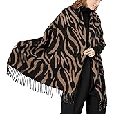 OVOY Women Fashion Cashmere Feel Winter Scarf, Zebra Soft Long Double-sided Style Tassels Oversize Warm Shawl Scarves Wraps
