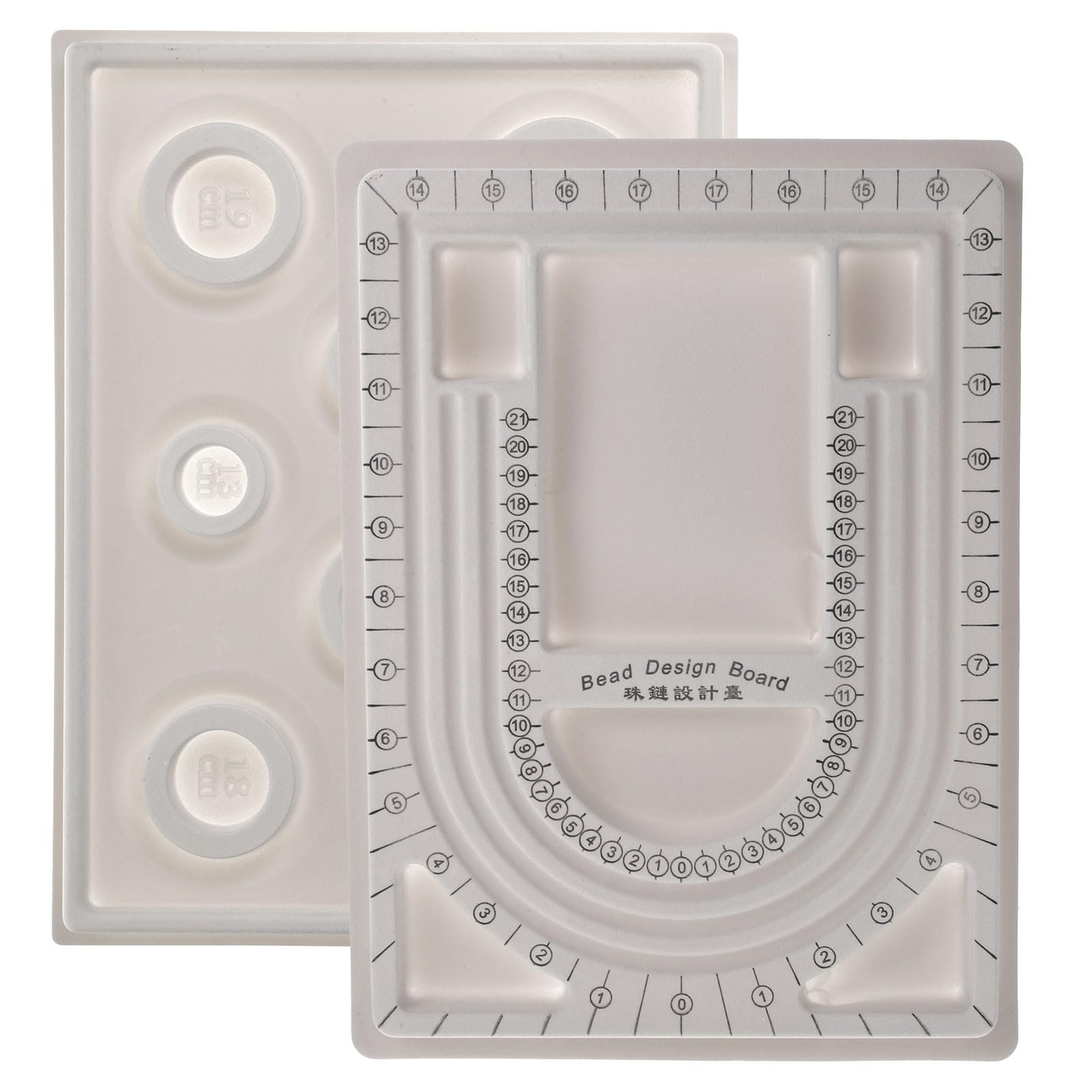 SUPVOX Jewelry Bead Design Boards 2Pcs Measuring Tray for Bracelet Necklace Diy Making Organizer Mats with Bead Holder for Craft Projects